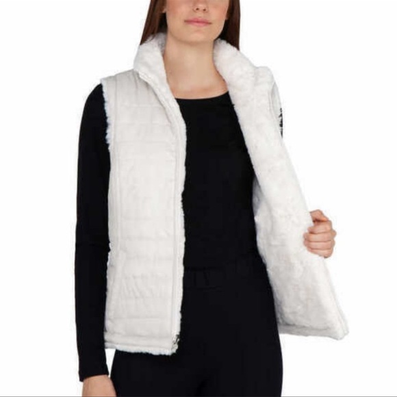 Nicole Miller Reversible Cozy Quilted Faux Fur Insulated Puffer Vest - Picture 5 of 13
